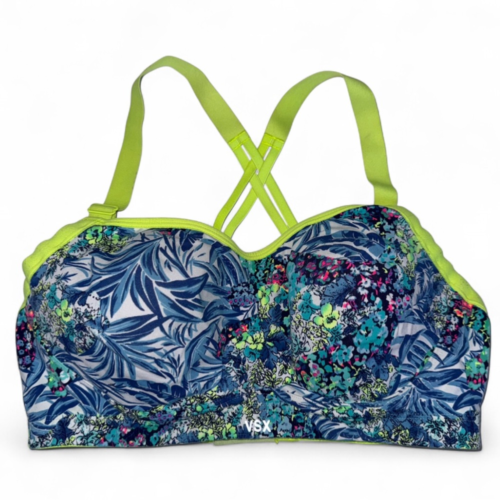Victoria’s Secret VSX Sport Underwire Sports Bra 36D Floral Neon Athletic Gym
